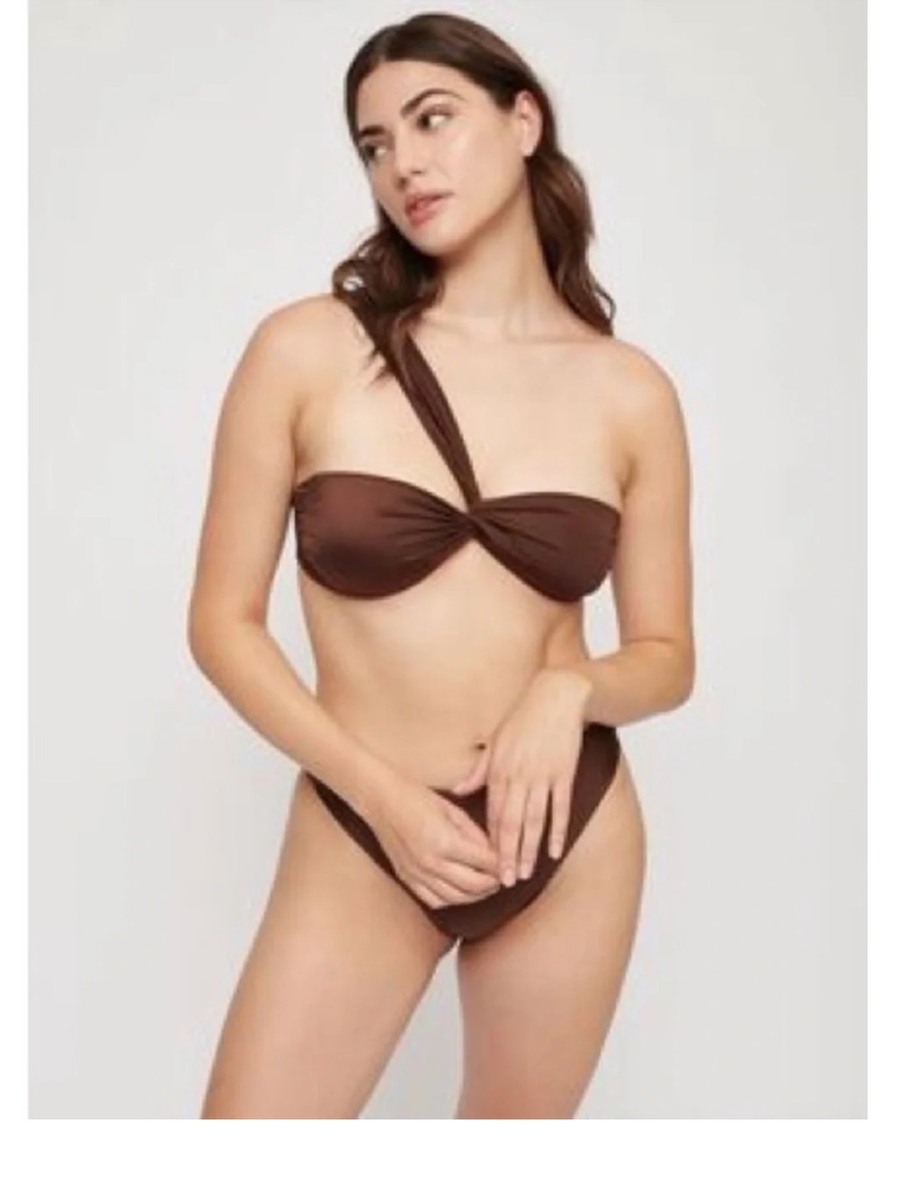 Dynamite Chocolate Brown Asymmetric Twist Bikini